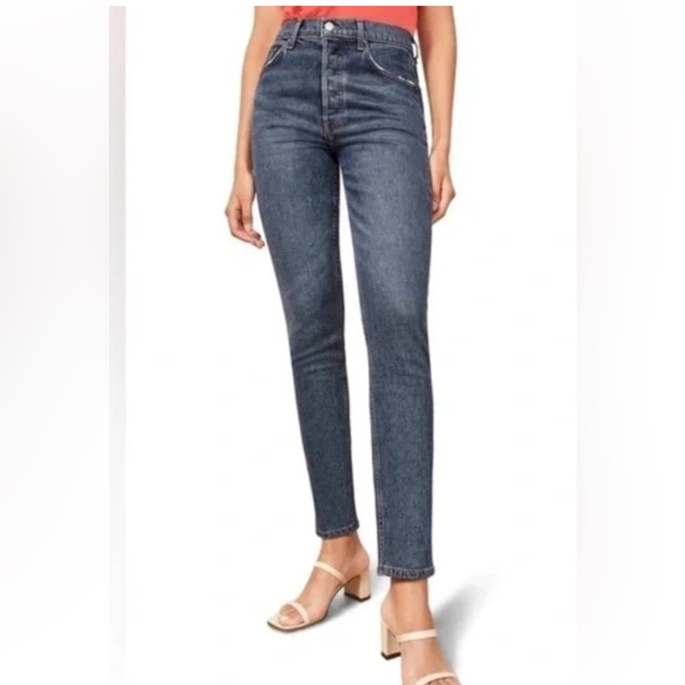 Reformation Serena High Skinny Button-Fly Jeans In Kasai wash size 24